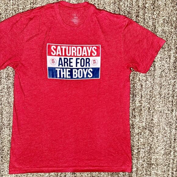 Saturdays Are For The Boys Men's Graphic Golf Tee T-Shirt in Red Size Large - Picture 7 of 9